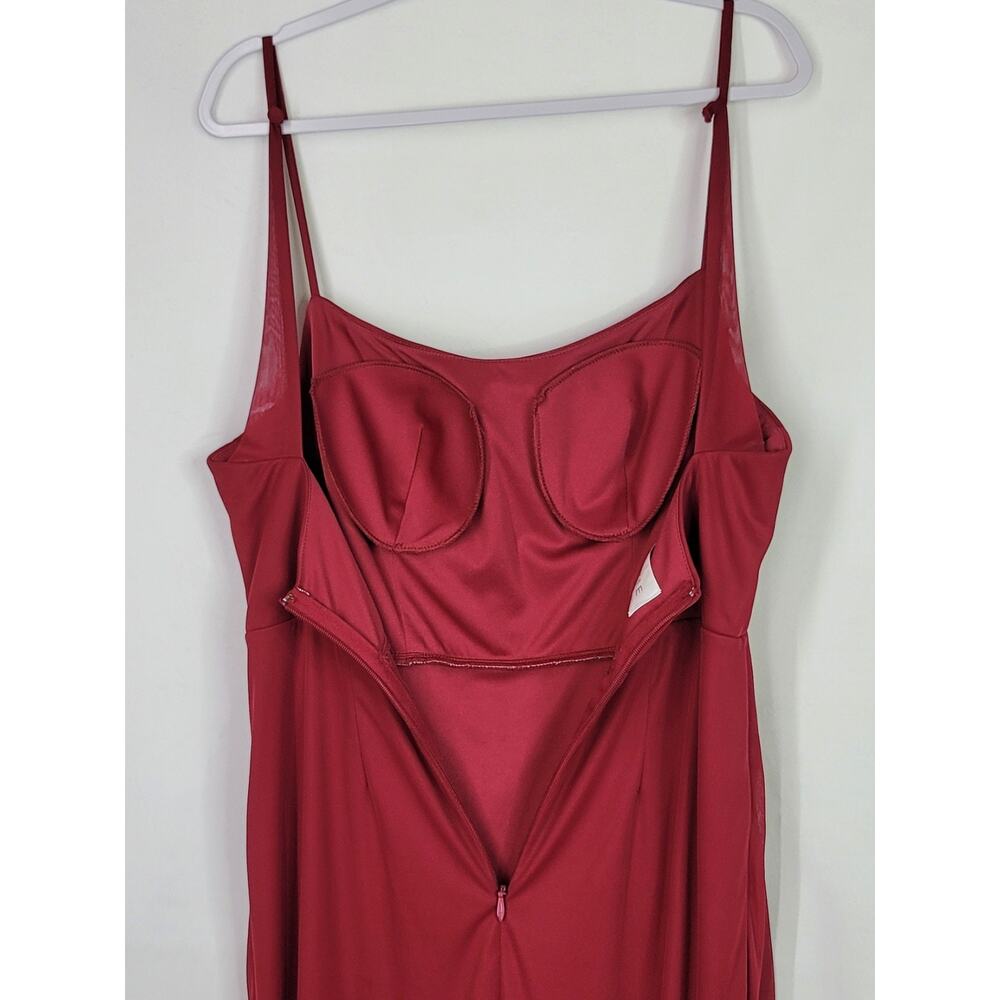 AZAZIE Deandra Burgundy Mermaid Pleated Mesh Maxi Dress Women's Size A16 Formal - Picture 9 of 13